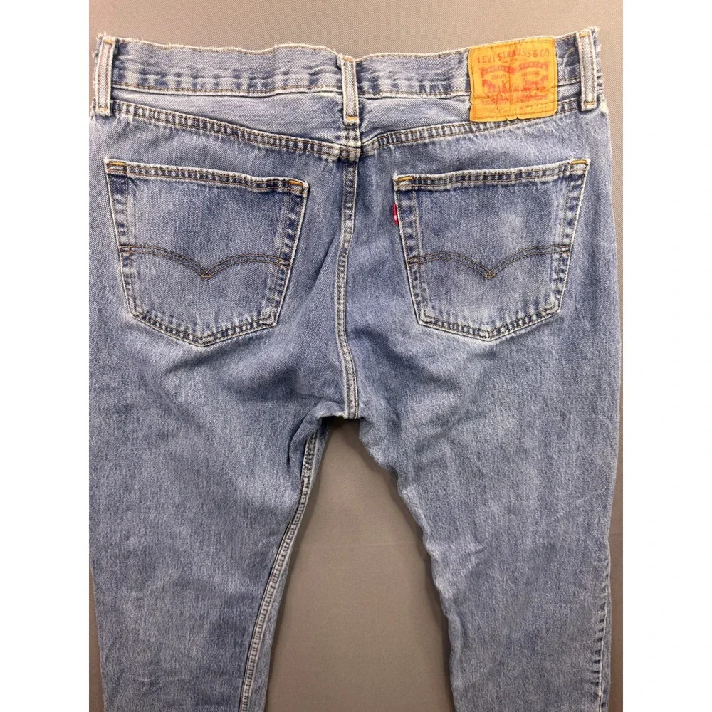 Levi's 505 Straight Leg Jeans Mens Blue Medium Wash‎ Frayed Hem 34x32